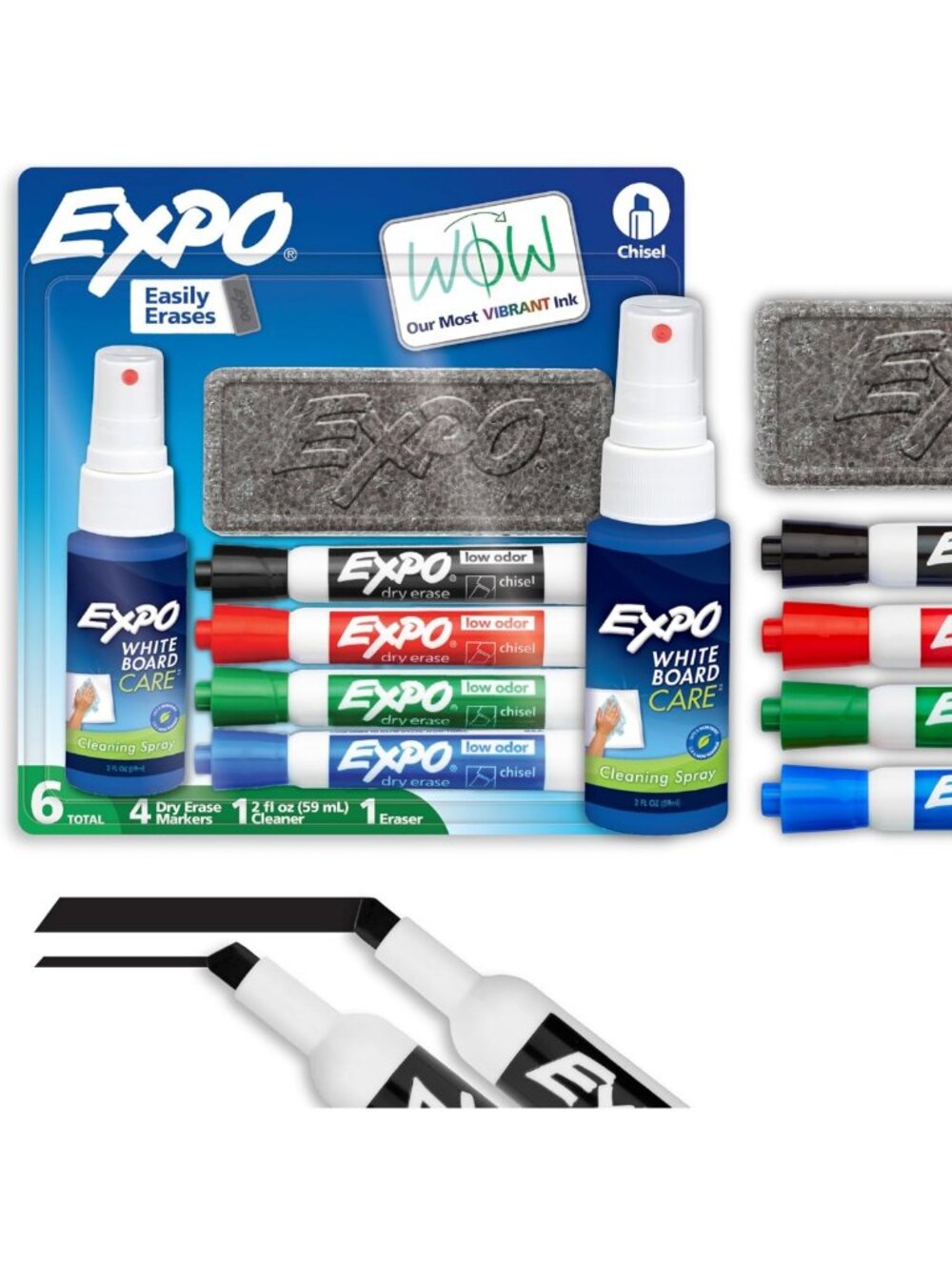 24 Count Assorted Dry Erase Markers Set with Eraser & Cleaner - Office & School